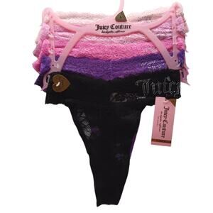 NWT Juicy Couture Floral Lace Thong 5 pack size Large